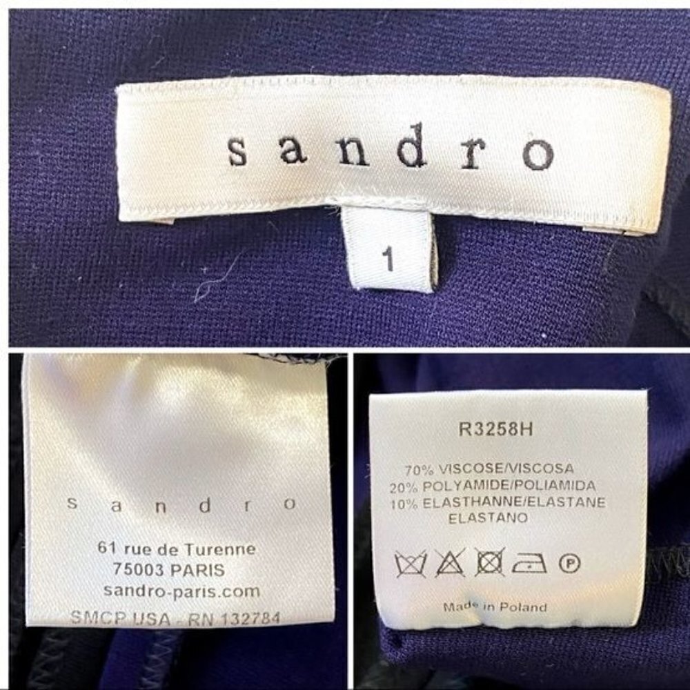 Sandro Paris Color Block Ponte Mini Dress, Purple/blue and Black, Size 1/S - Picture 11 of 14